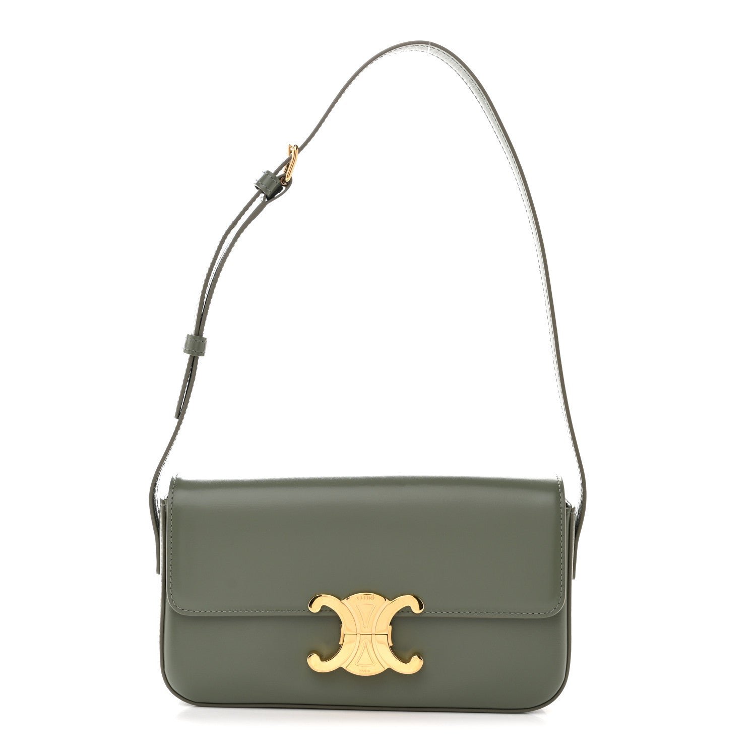 Celine Shiny Calfskin Triomphe Shoulder Bag Celadon
