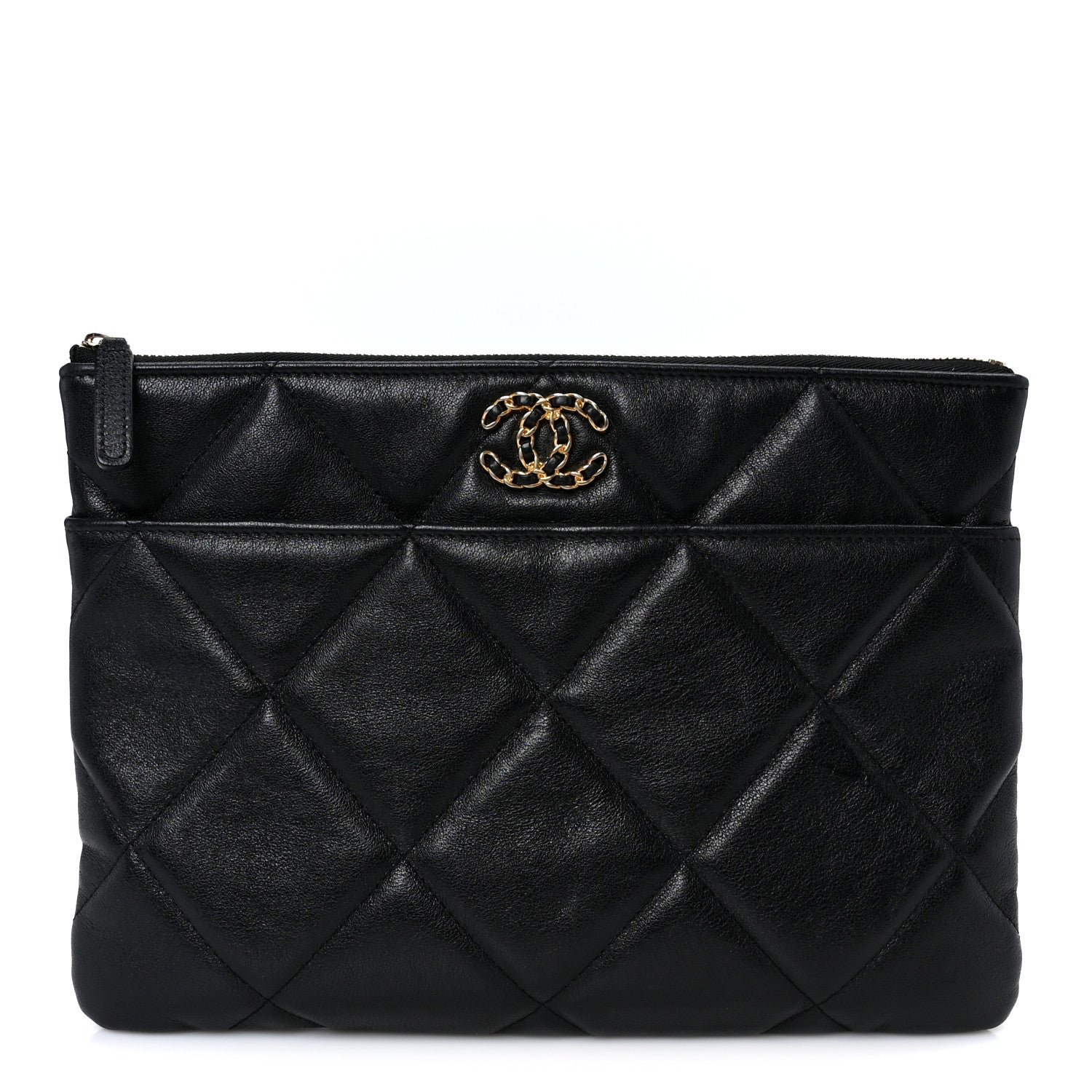 Chanel Goatskin Quilted Chanel 19 Pouch Black