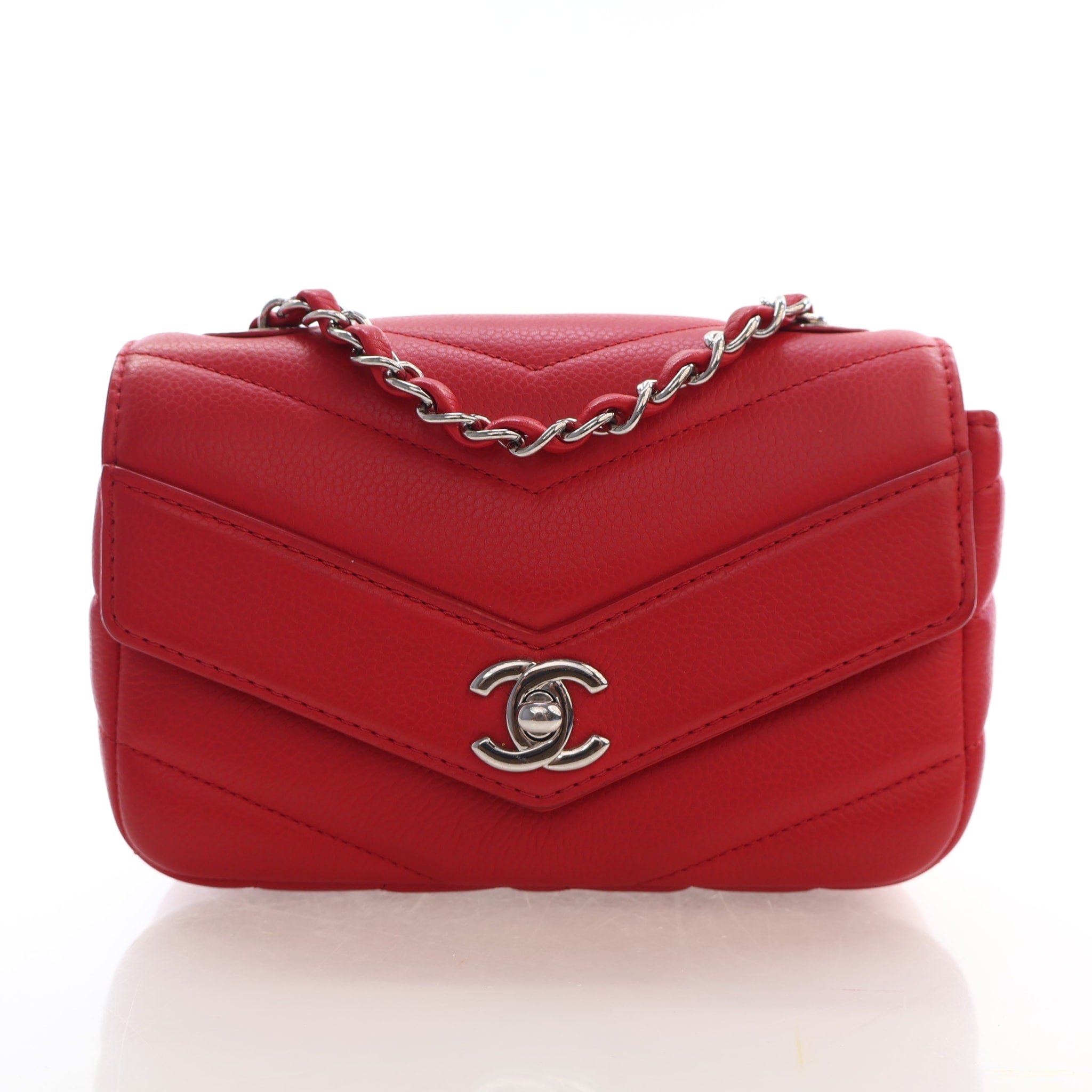 Chanel Mini Caviar Chevron Single Flap Bag