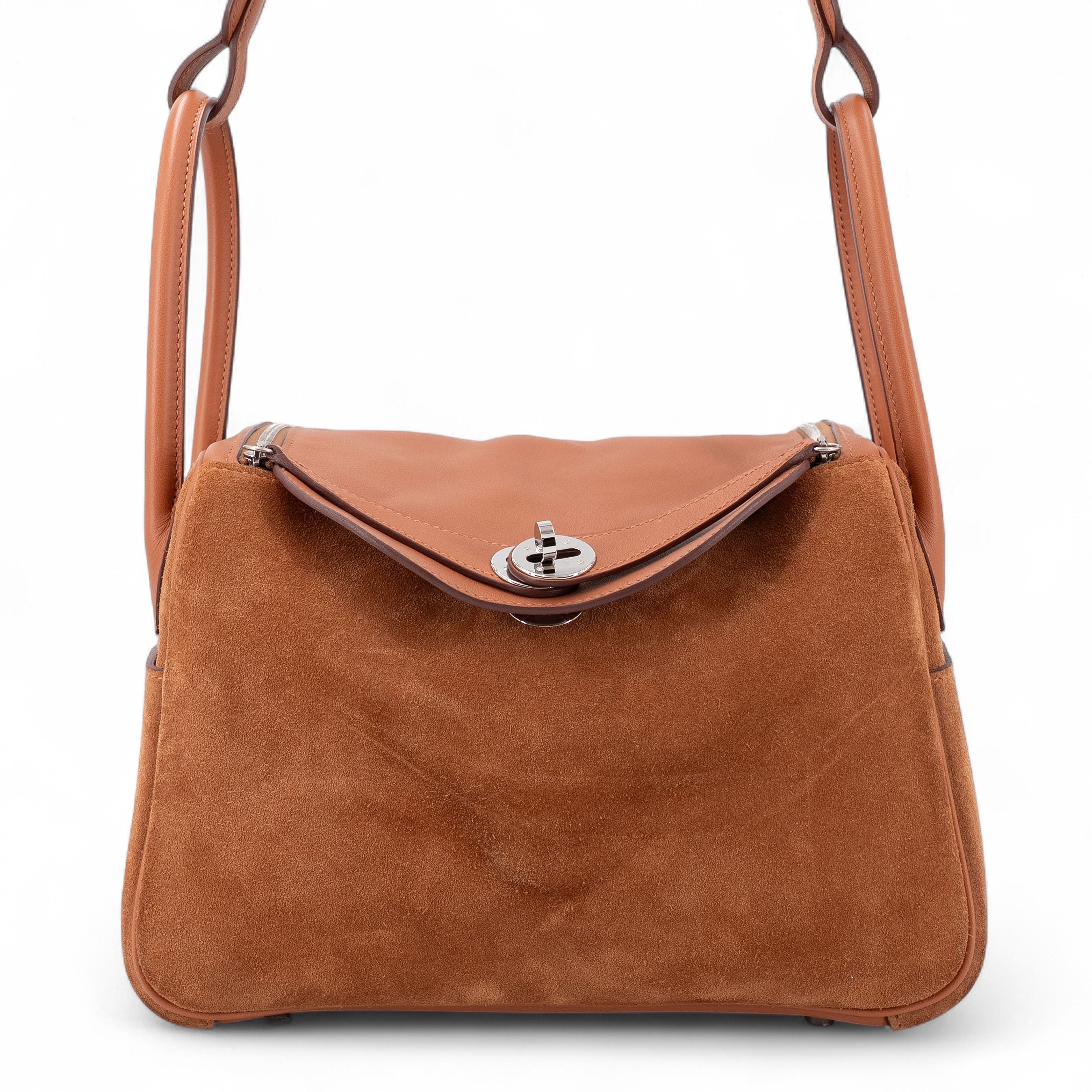 Hermes Very Good ( Rank A) HERMÈS Lindy 26 Gold (37) Doblis Suede Swift Palladium hardware C (2018)