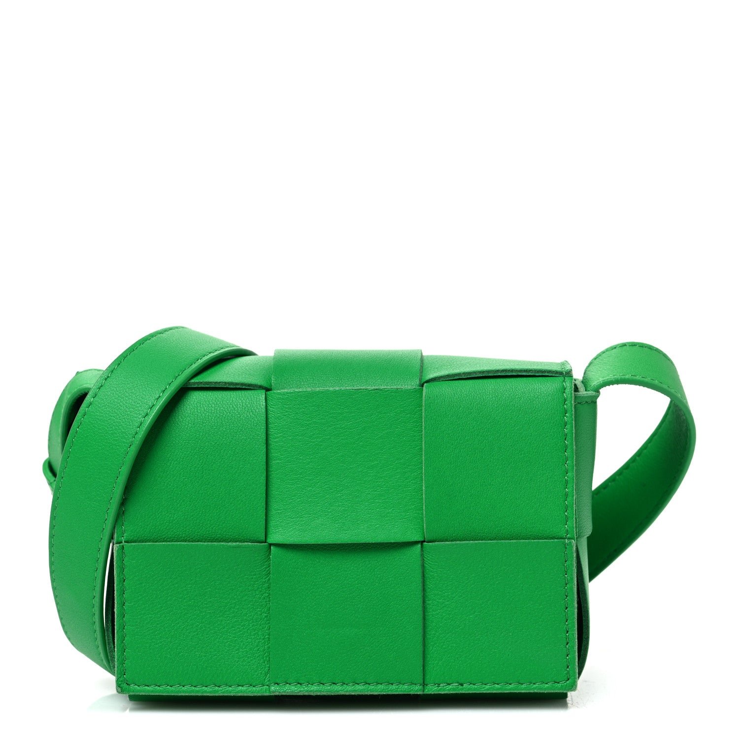 Bottega Veneta Lambskin Maxi Intrecciato Extra Mini Cassette Crossbody Bag Parakeet