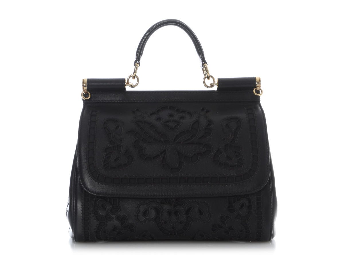 Dolce & Gabbana Medium Black Laser Cut Miss Sicily Bag