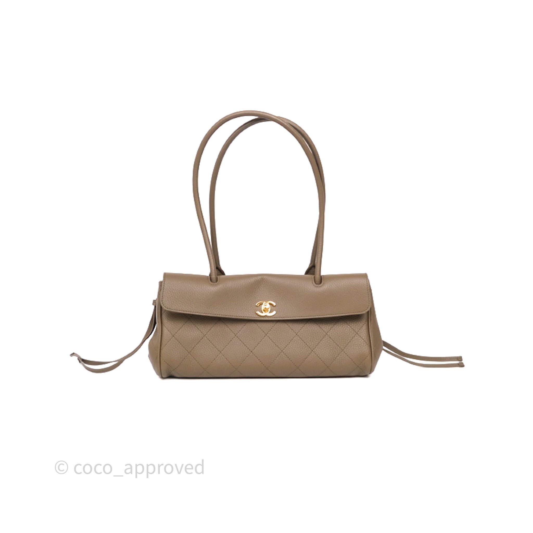 Chanel Urban Essential Tote Bag Dark Khaki Grained Calfskin Gold Hardware