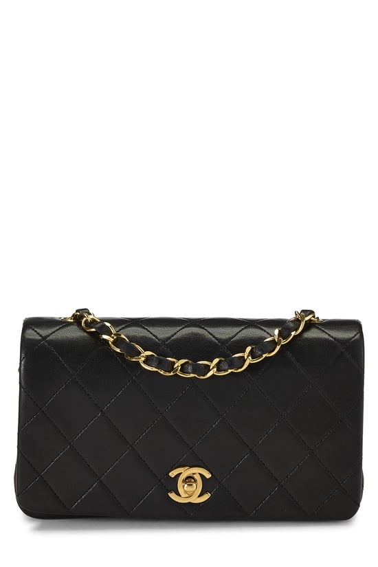 Black Quilted Lambskin Full Flap Mini