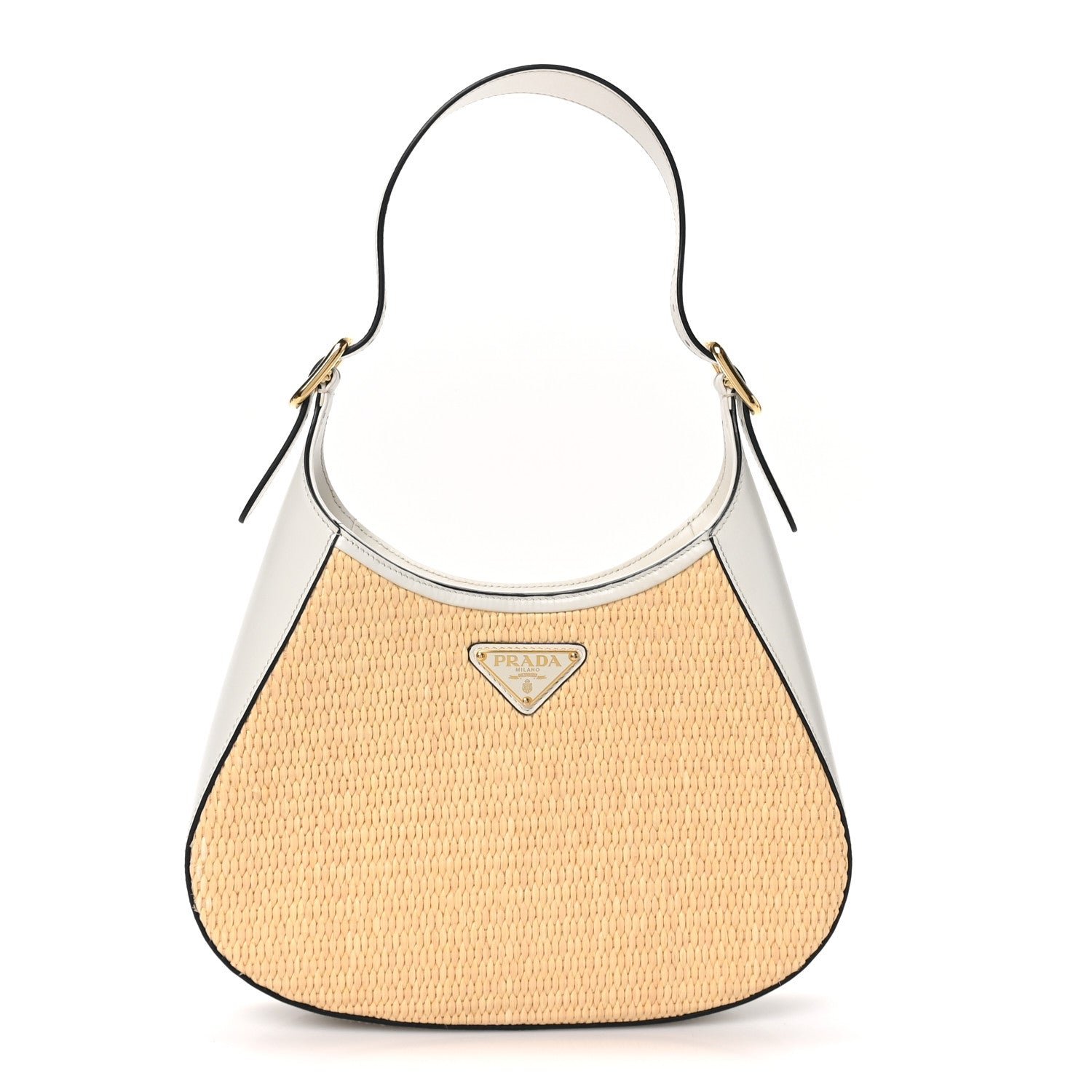 Prada Paglia Spazzolato Shoulder Bag Naturale White
