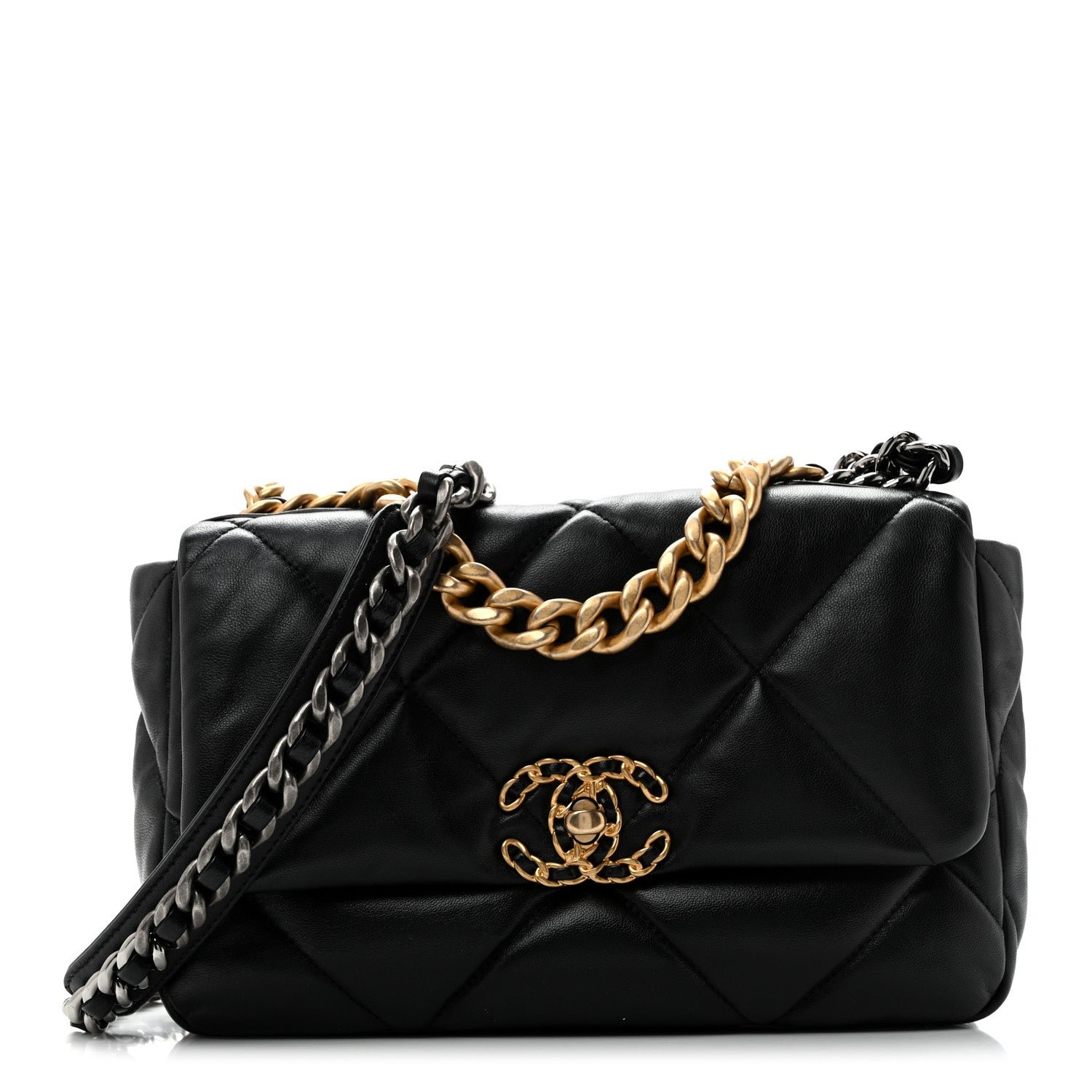 Chanel Lambskin Quilted Medium Chanel 19 Flap Black