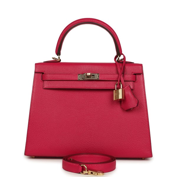 Hermes Hermes Special Order (HSS) Kelly Sellier 25 Rose Mexico Verso Chevre Mysore Permabrass Hardware
