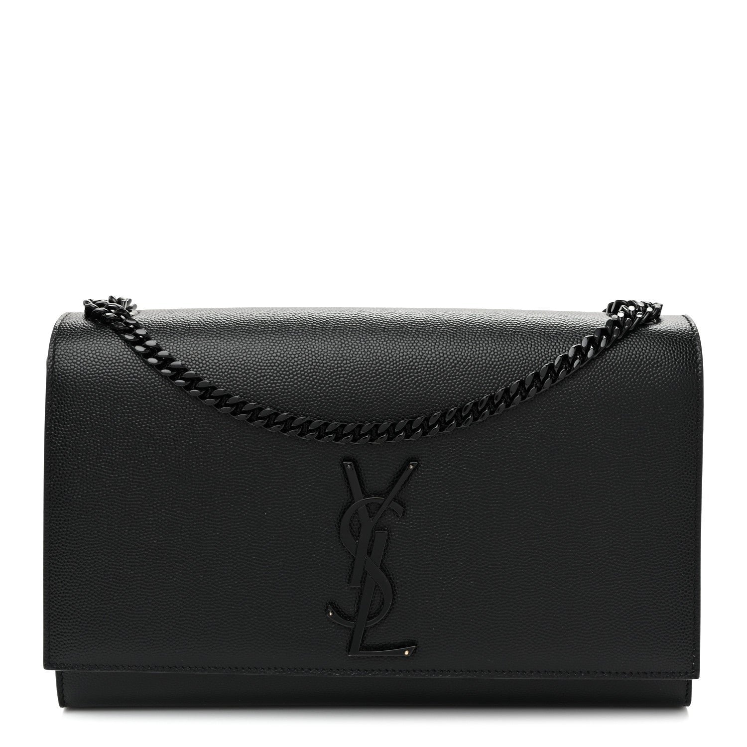 Saint Laurent Grain De Poudre Medium Classic Monogram Monochrome Kate Satchel Black
