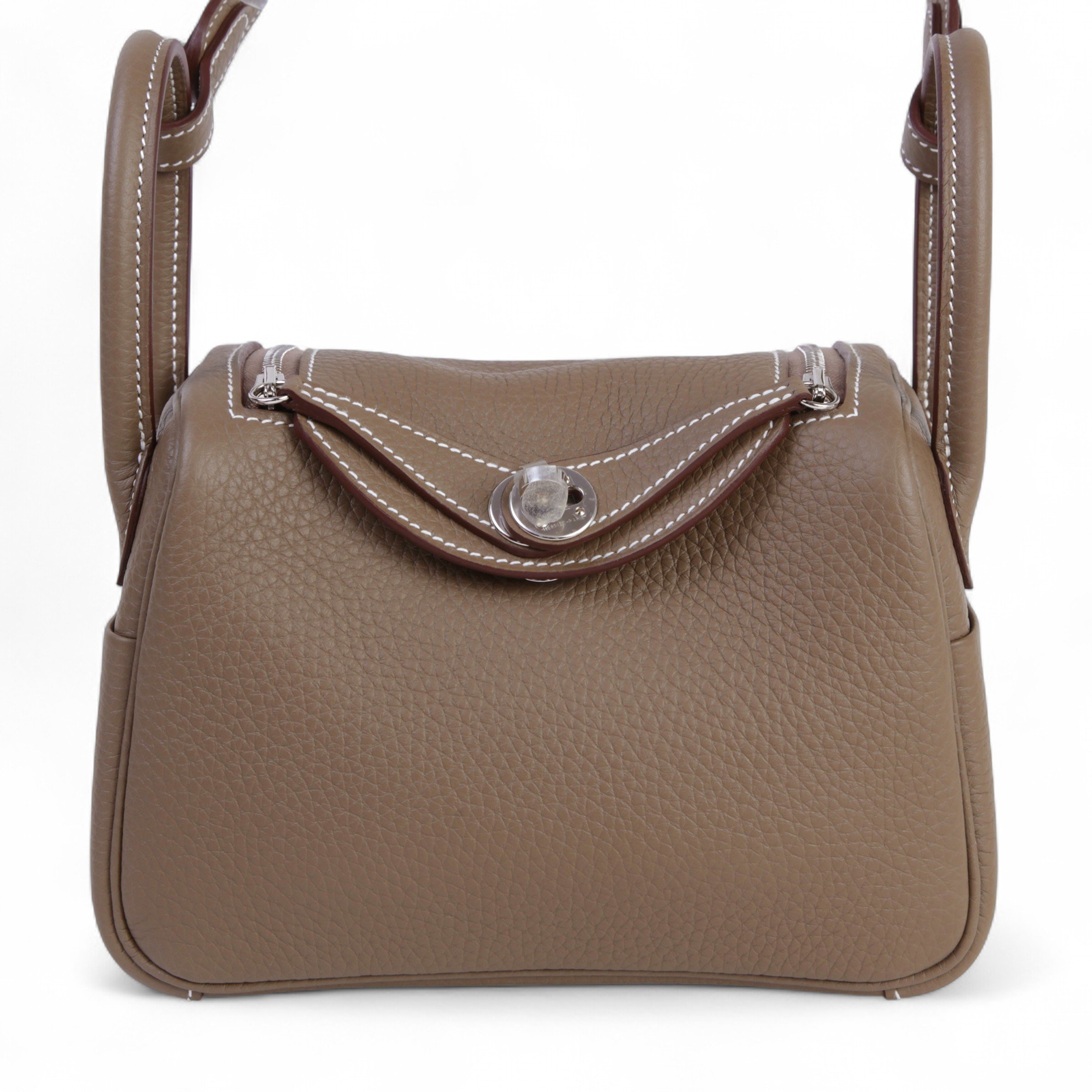 Hermes Brand New ( Rank N ) HERMÈS Mini Lindy II Etoupe (18) Clemence Palladium hardware K (2025)