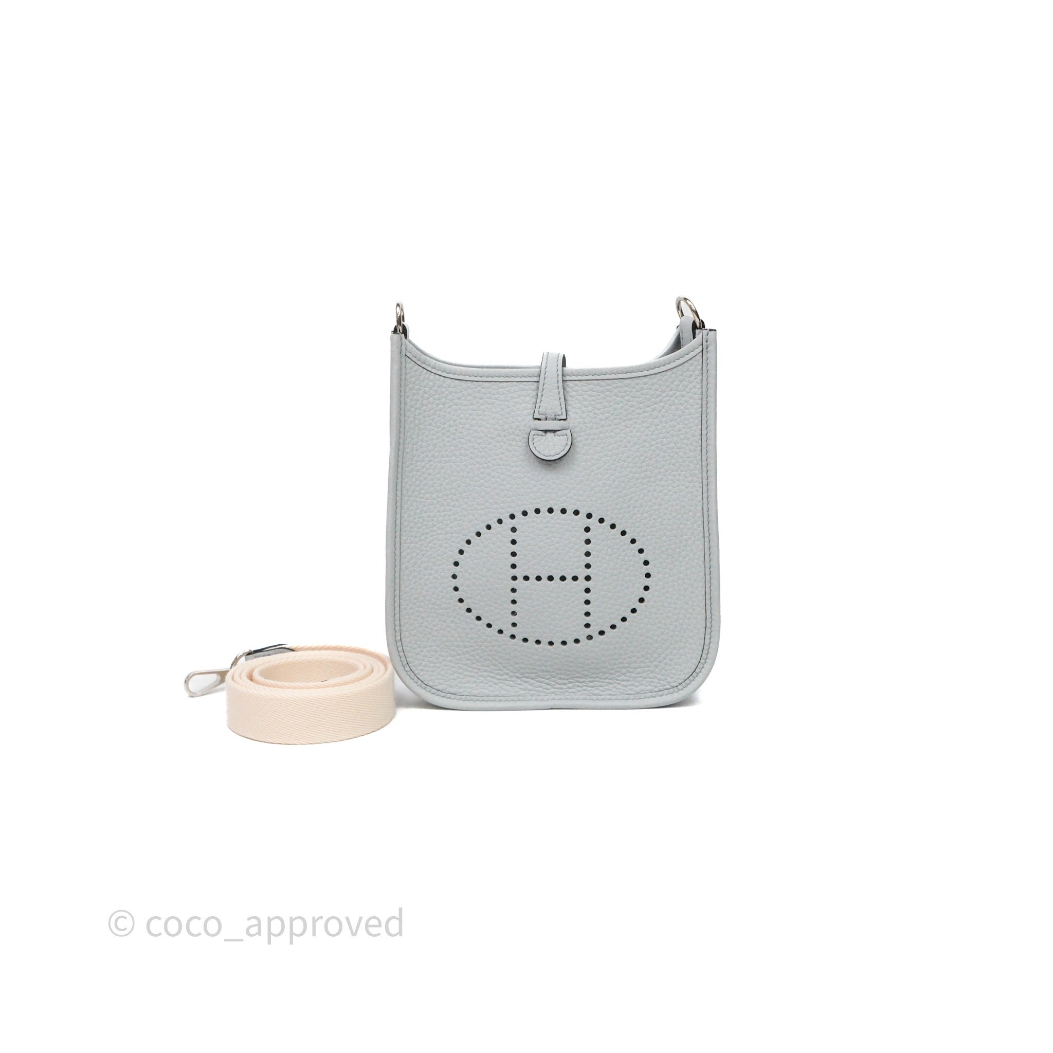Hermes Hermès Mini Evelyne 16 Bleu Pale/Nata 08 Clemence Palladium Hardware