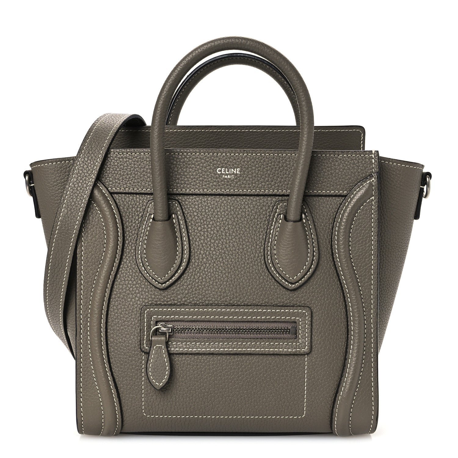 Celine Drummed Calfskin Nano Luggage Souris