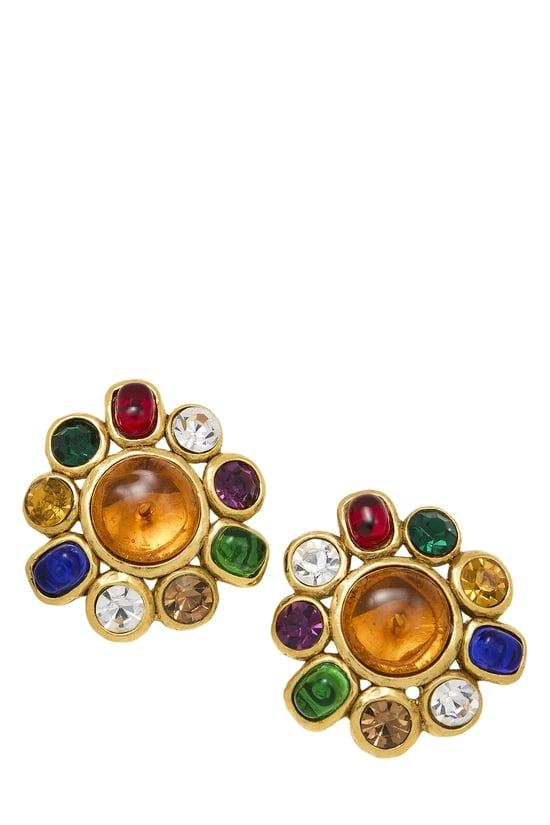 Multicolor Gripoix Gold Earrings