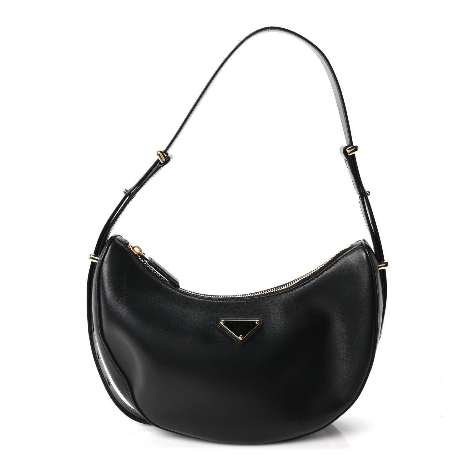 Prada Soft Calfskin Arque Shoulder Bag Black