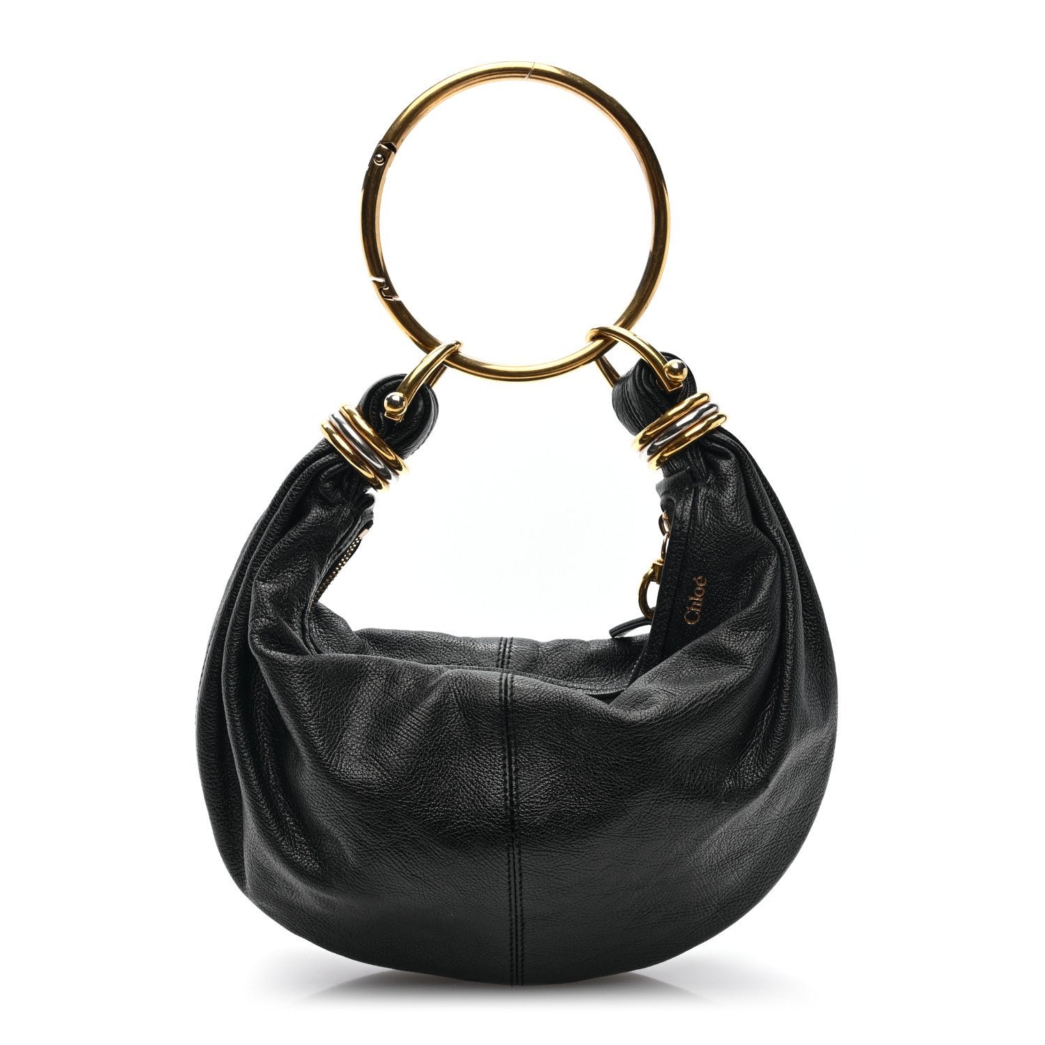 Chloe Chloe Grained Calfskin Mini Bracelet Hobo Bag Black