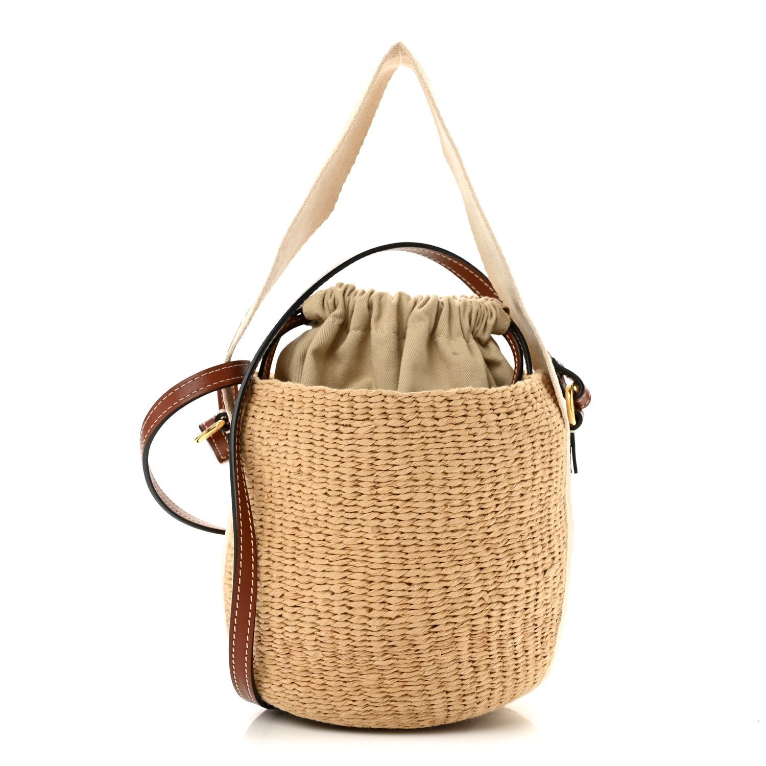 Chloe Natural Woven Fiber Small Woody Basket