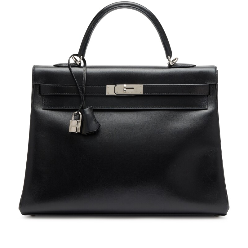 Hermes Black Box Calf Kelly 35 Retourne Palladium Hardware, 2004