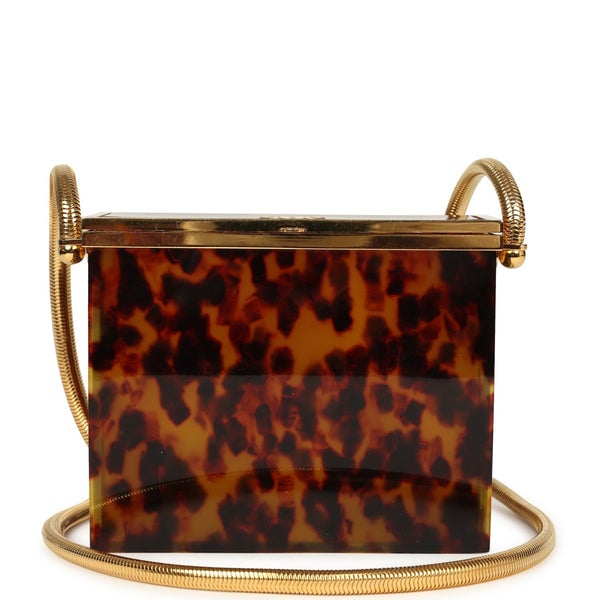 Chanel Vintage Chanel Minaudiere Clutch with Chain Tortoiseshell Acrylic Gold Hardware
