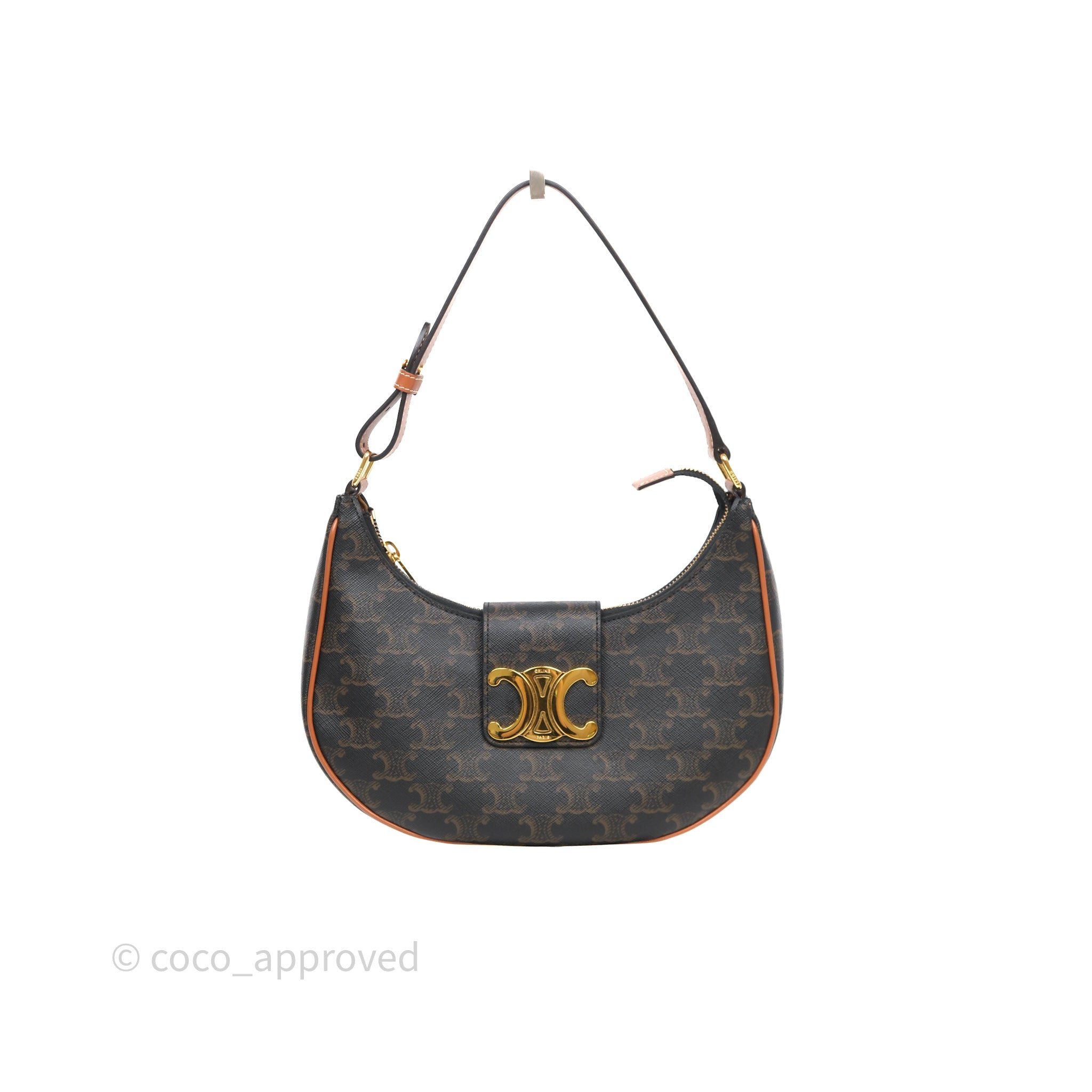 Celine Medium Ava Triomphe Bag Triomphe Canvas Tan Calfskin