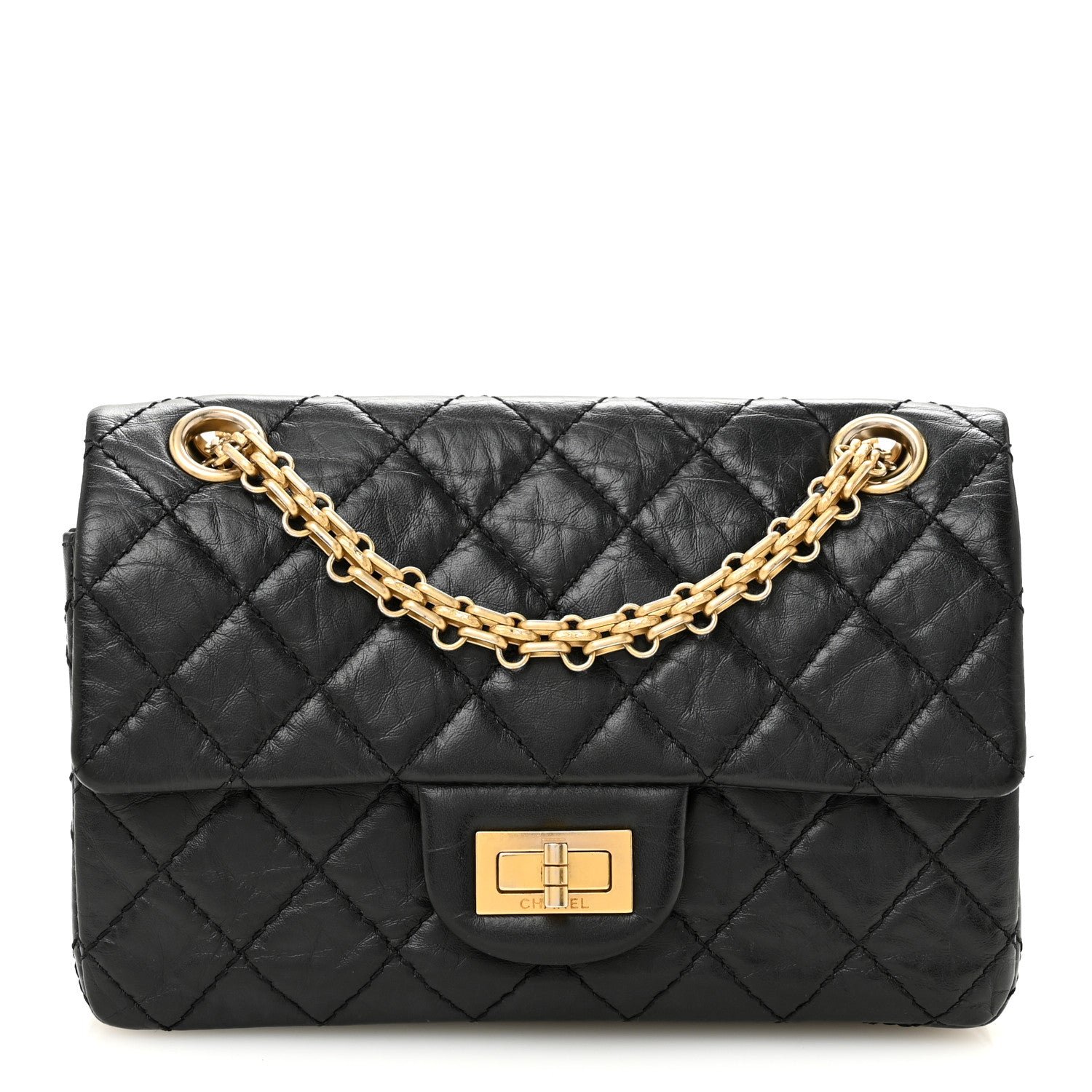 Chanel Aged Calfskin Quilted 2.55 Reissue Mini Flap Black
