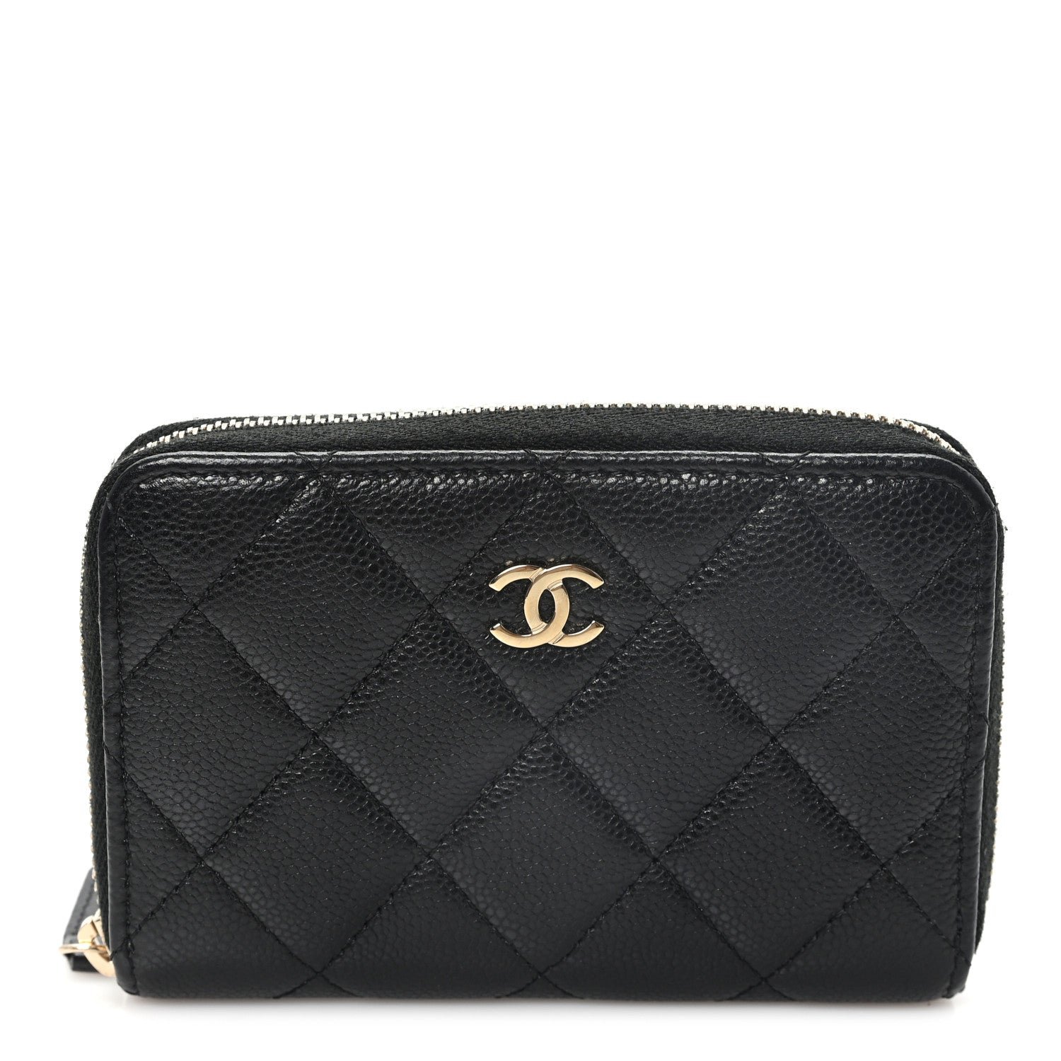 Caviar Quilted Zip Coin Purse Black