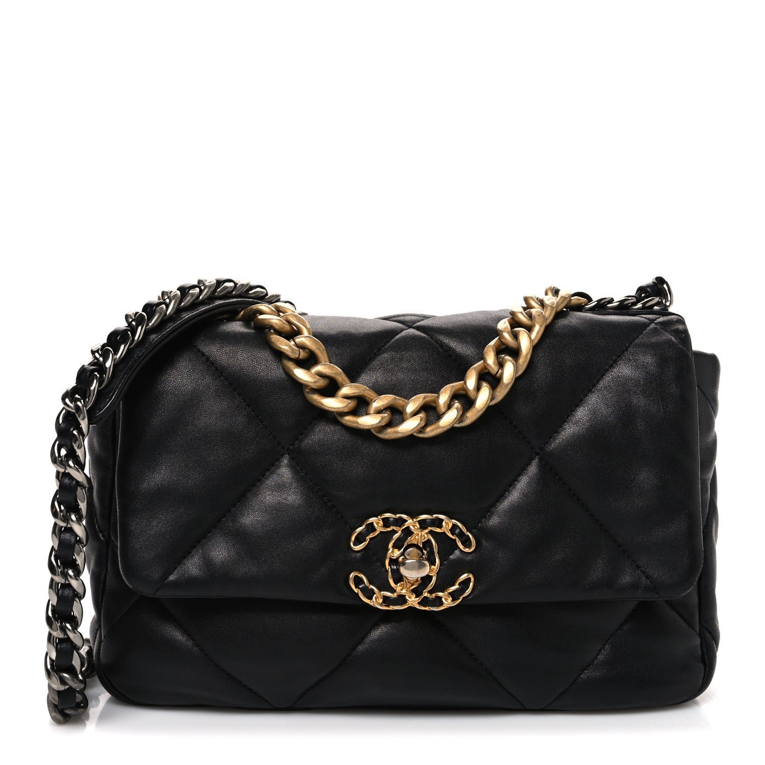 Chanel Lambskin Quilted Medium Chanel 19 Flap Black