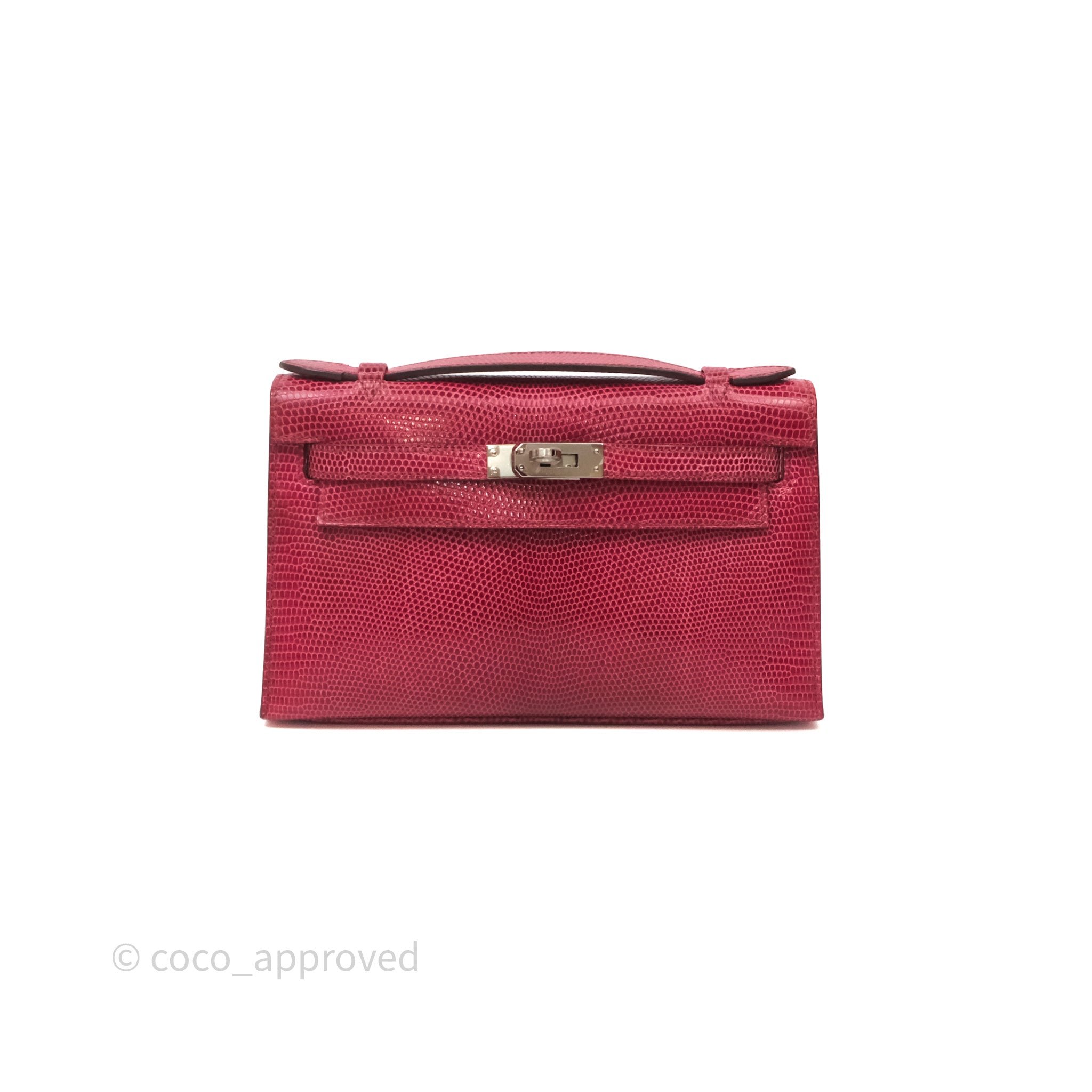 Hermès  Kelly Pochette Pink Lizard Palladium Hardware