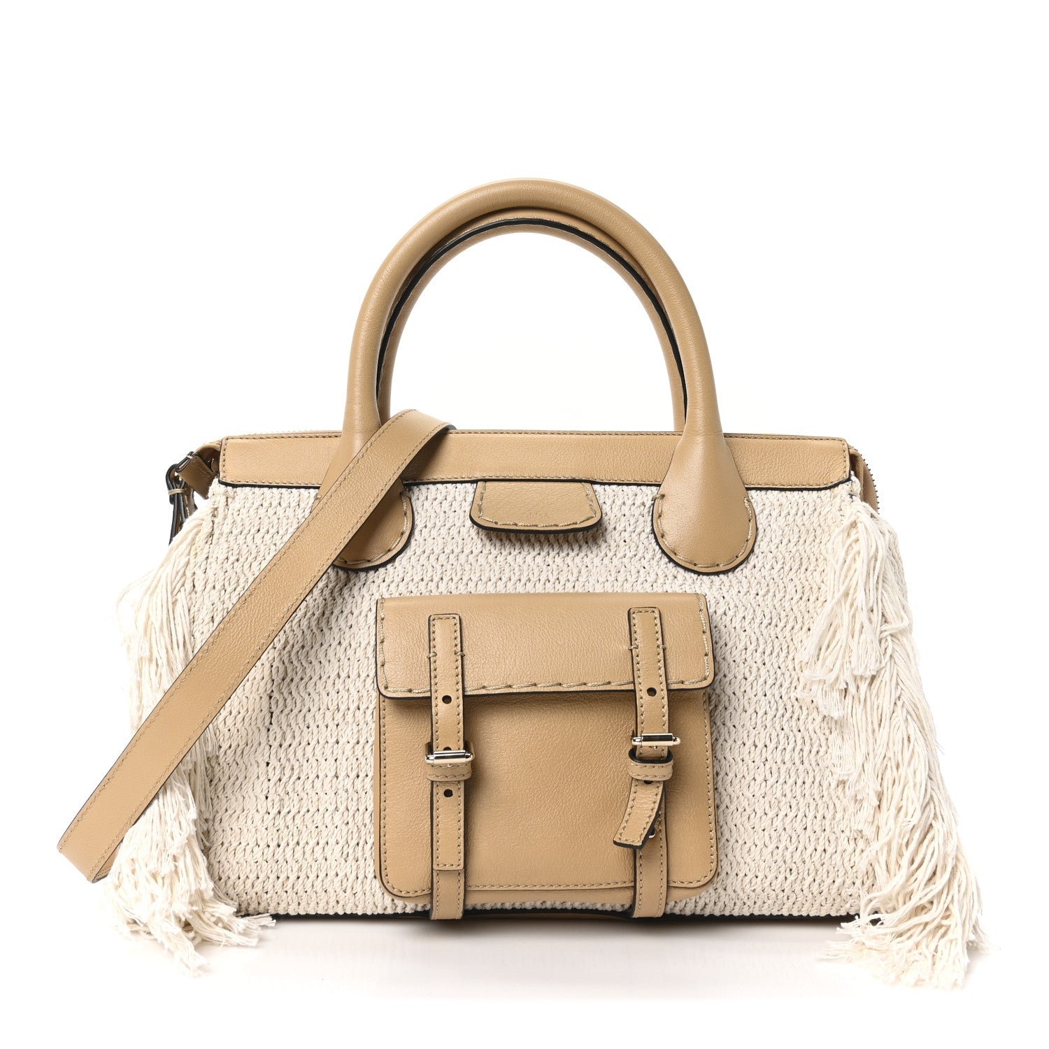 Chloe Chloe Cotton Calfskin Medium Edith Day Bag Soft Tan
