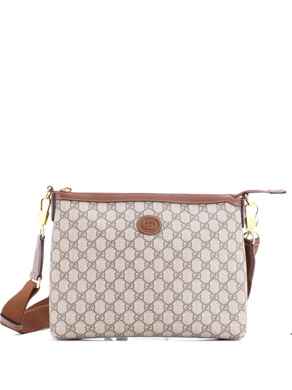Interlocking G Patch Wristlet Messenger Bag GG Coated Canvas Medium crossbody bag