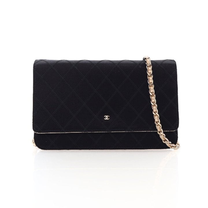 Chanel Bicolor Satin Diamond Stitch Wallet On Chain (WOC)