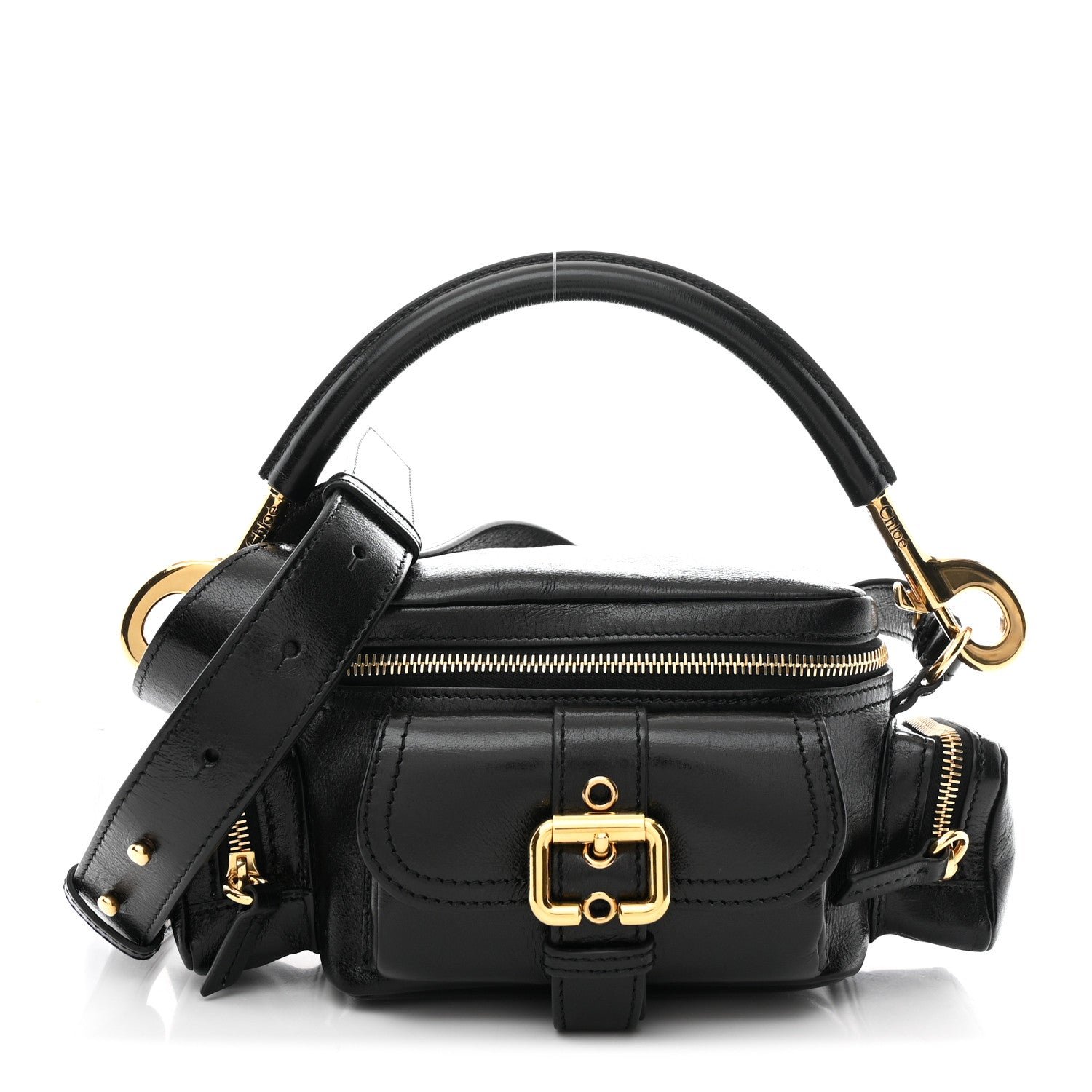 Chloe Chloe Shiny Buffalo Small Double Carry Camera Bag Black