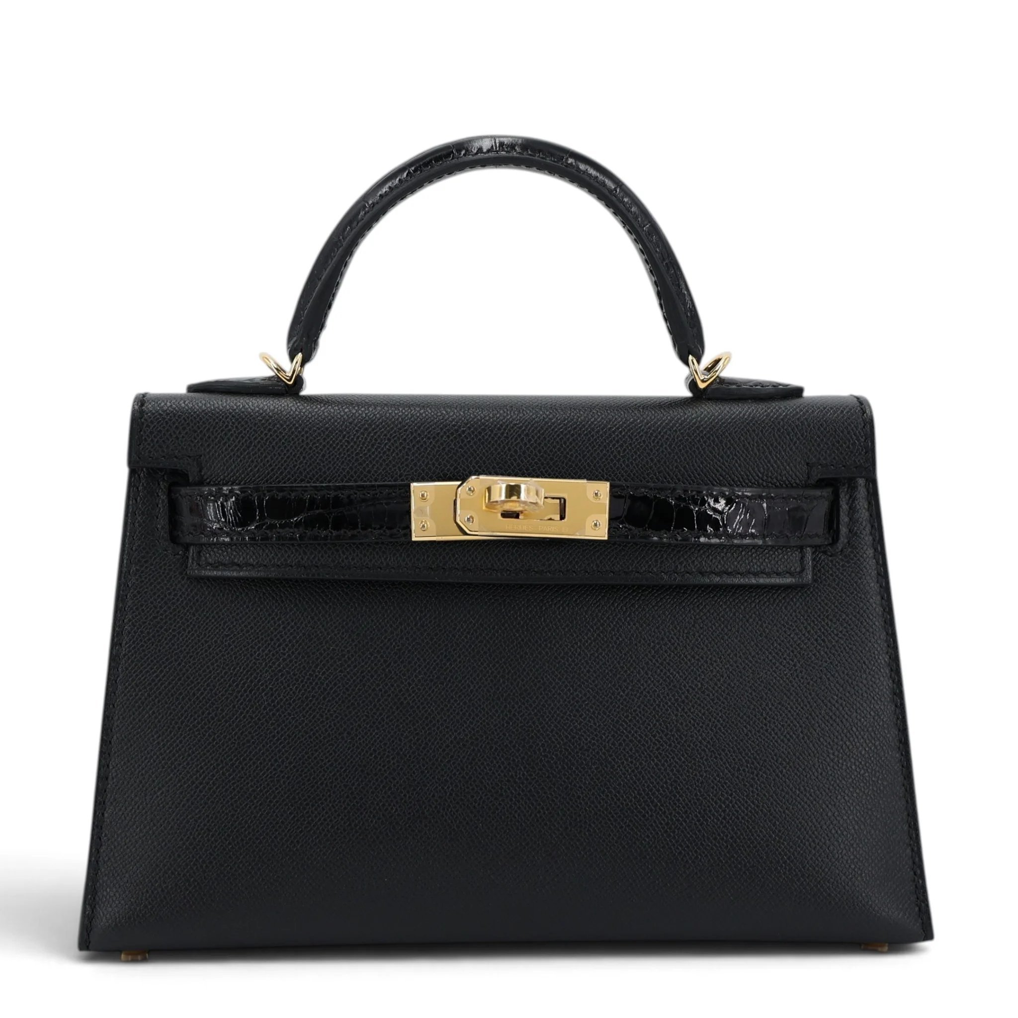 Brand New ( Rank N ) HERMÈS Mini Kelly II Touch Noir (89) Shiny Alligator Madame Gold hardware G (2026)