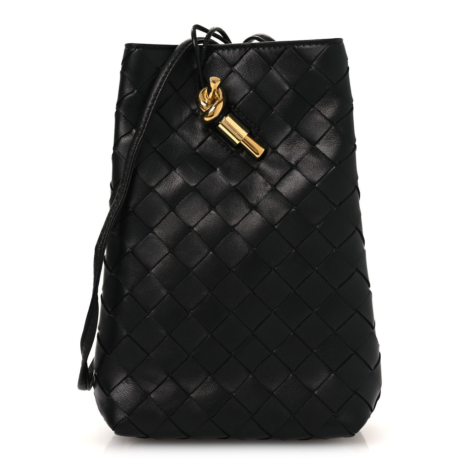 Bottega Veneta Nappa Intrecciato Andiamo Phone Pouch Black