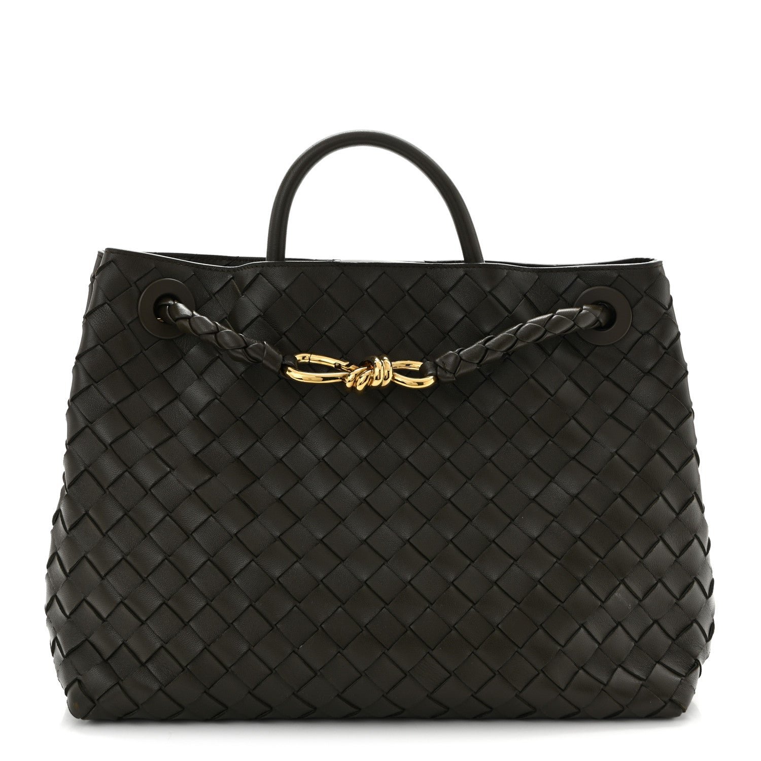 Bottega Veneta Nappa Intrecciato Medium Andiamo Shoulder Bag Kaki