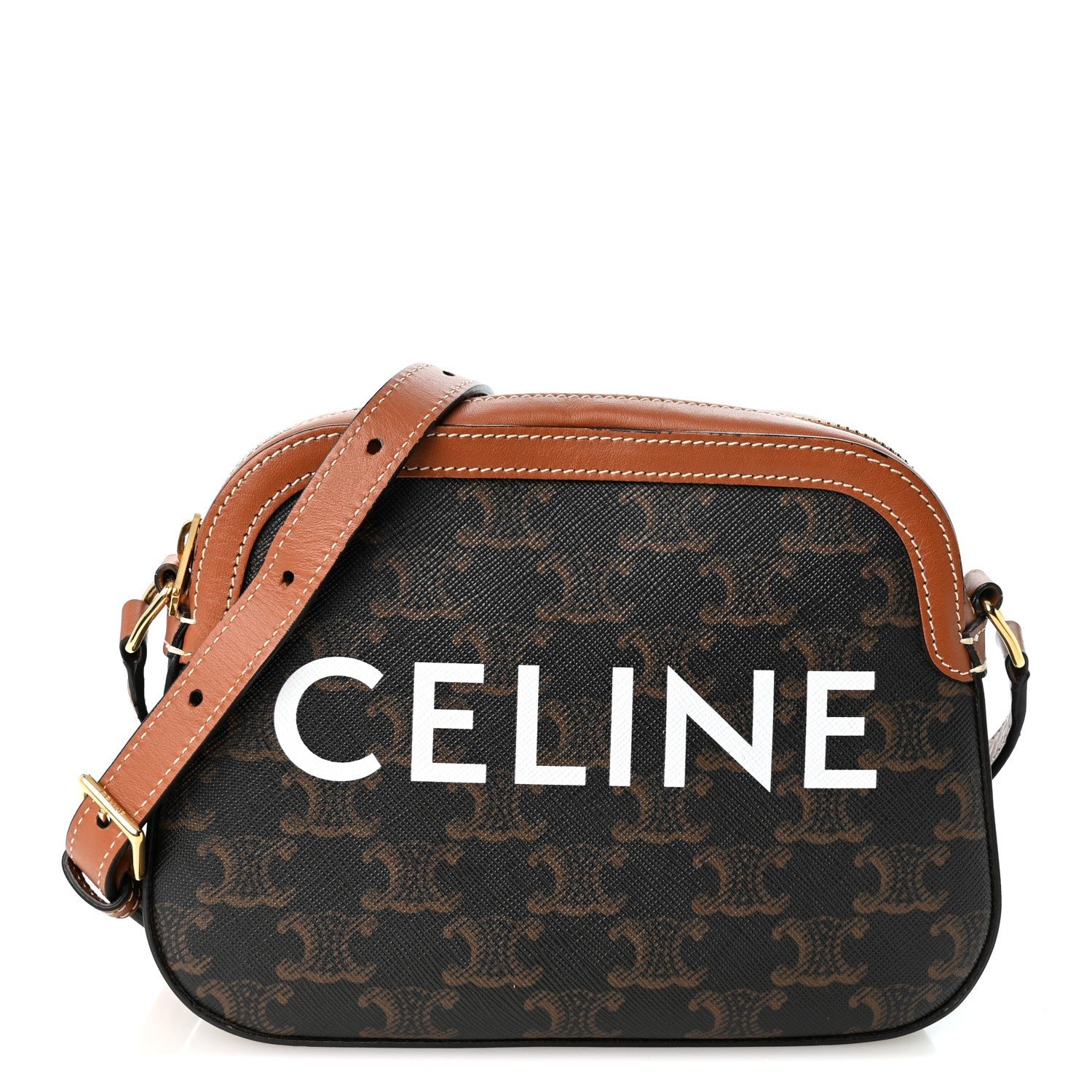 Celine Triomphe Canvas Small Camera Bag Tan