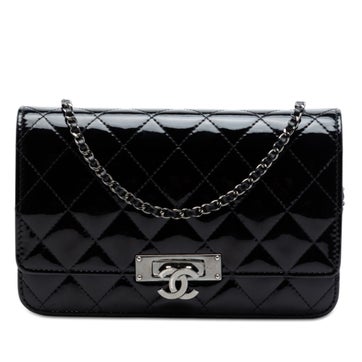 Patent Leather Quilted Patent Golden Class Wallet on Chain