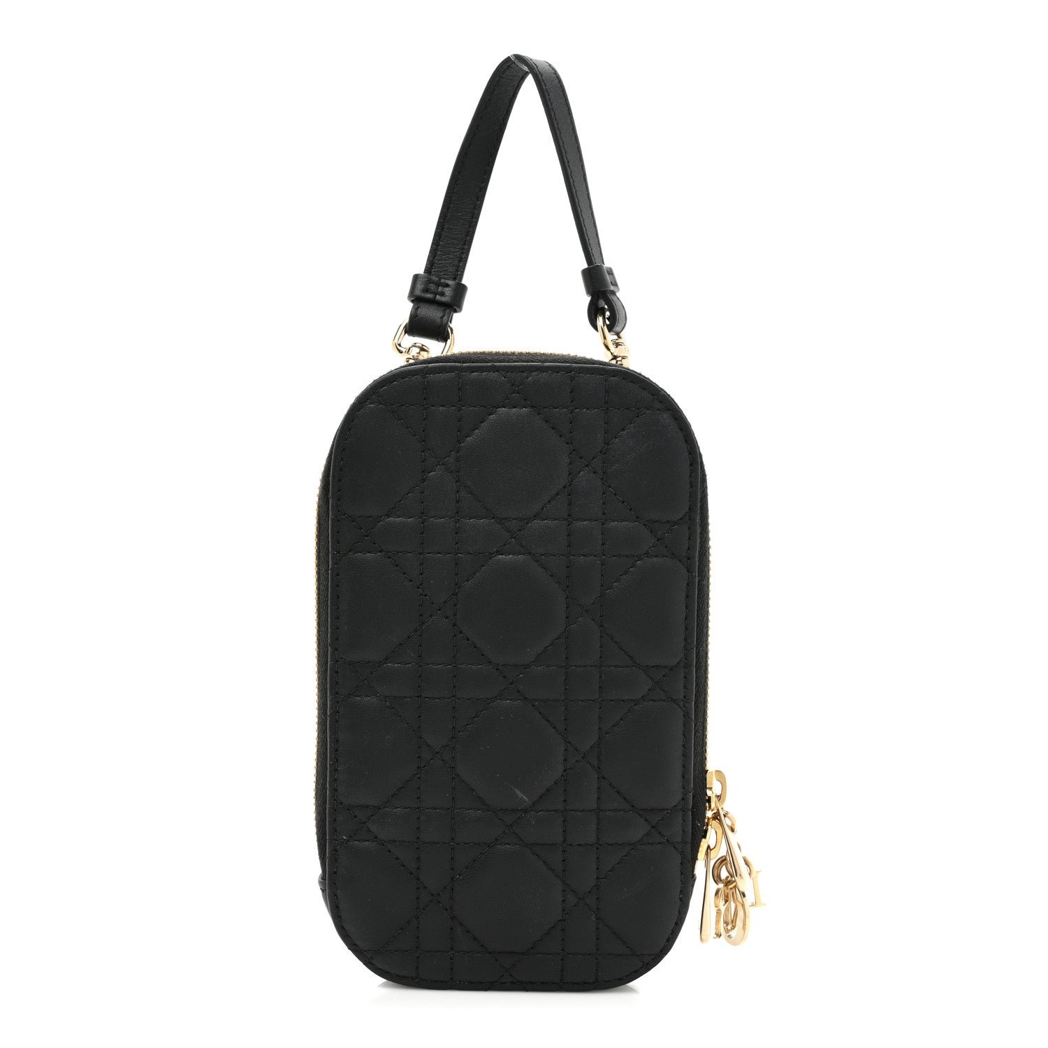Dior Lambskin Cannage Lady Dior Phone Holder Black