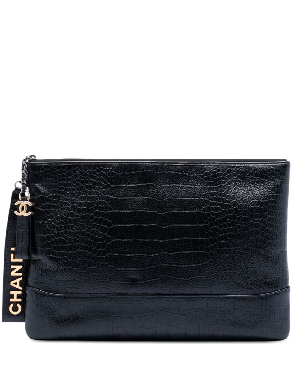 2019 Medium Croc Embossed Calfskin Gabrielle Cosmetic Case clutch bag