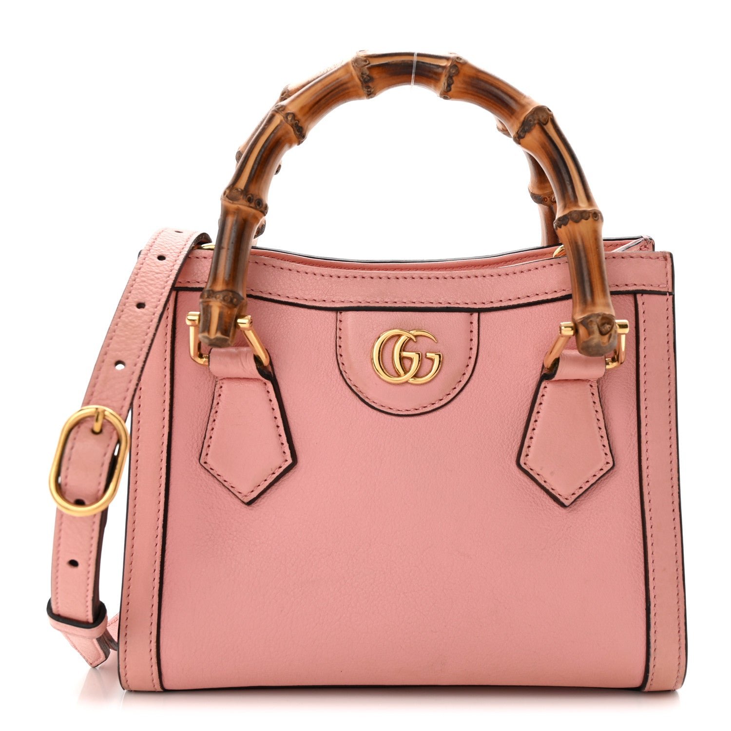 Gucci Wonka Grain Calfskin Mini Diana Tote Bag Wild Rose Fuxia Fluo