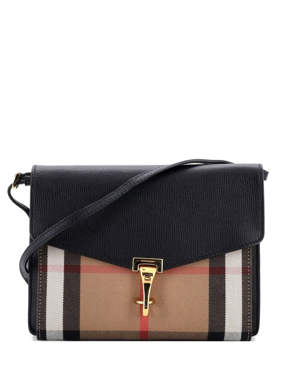 Macken Leather and House Check Canvas Small crossbody bag