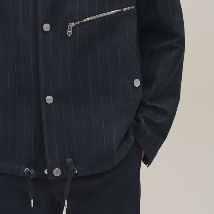 Marine "Rayures De Laine Et Papier" Overshirt With Removable Hood
