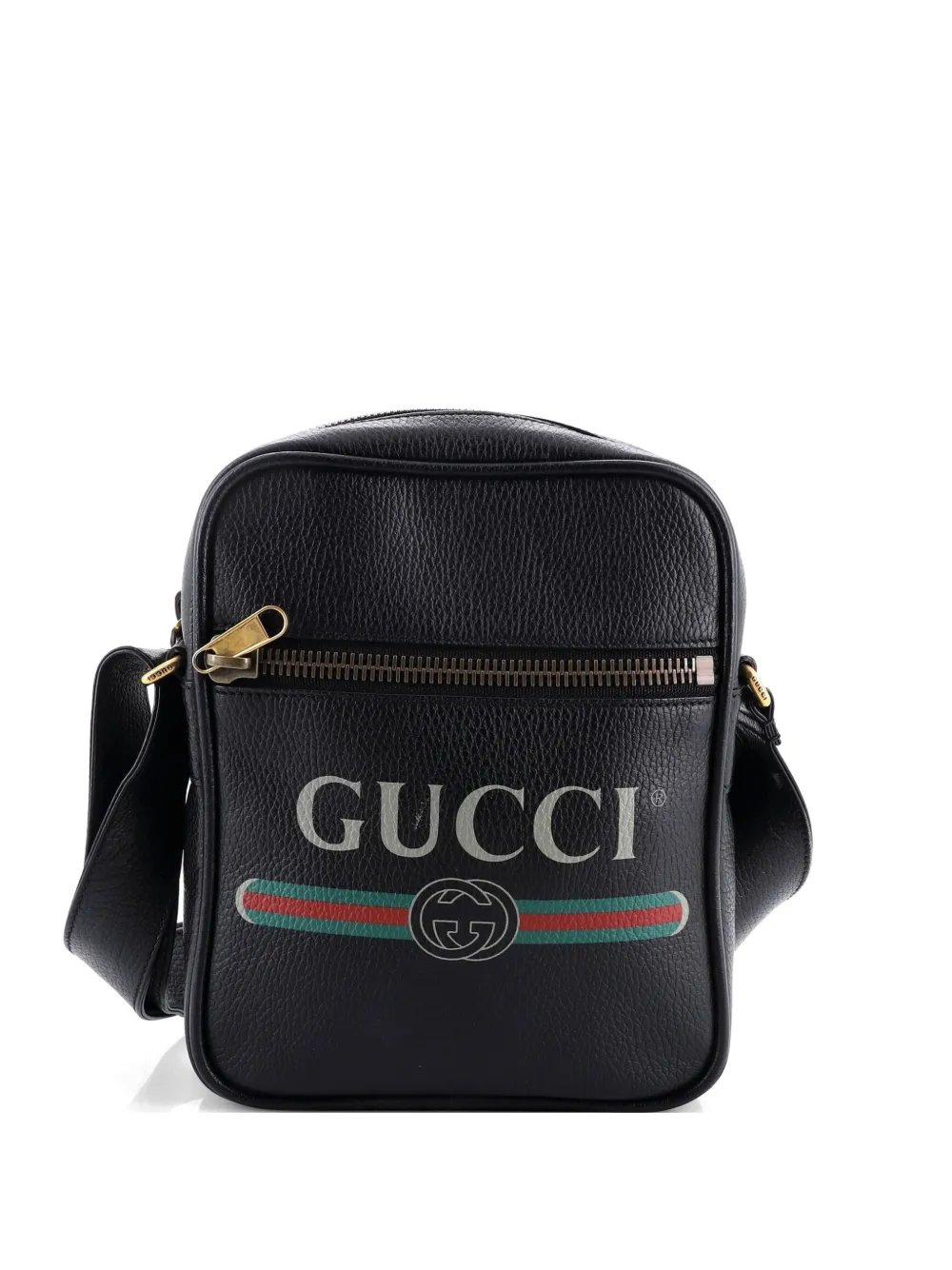 Logo Zip Messenger Bag Printed Leather Small crossbody bag
