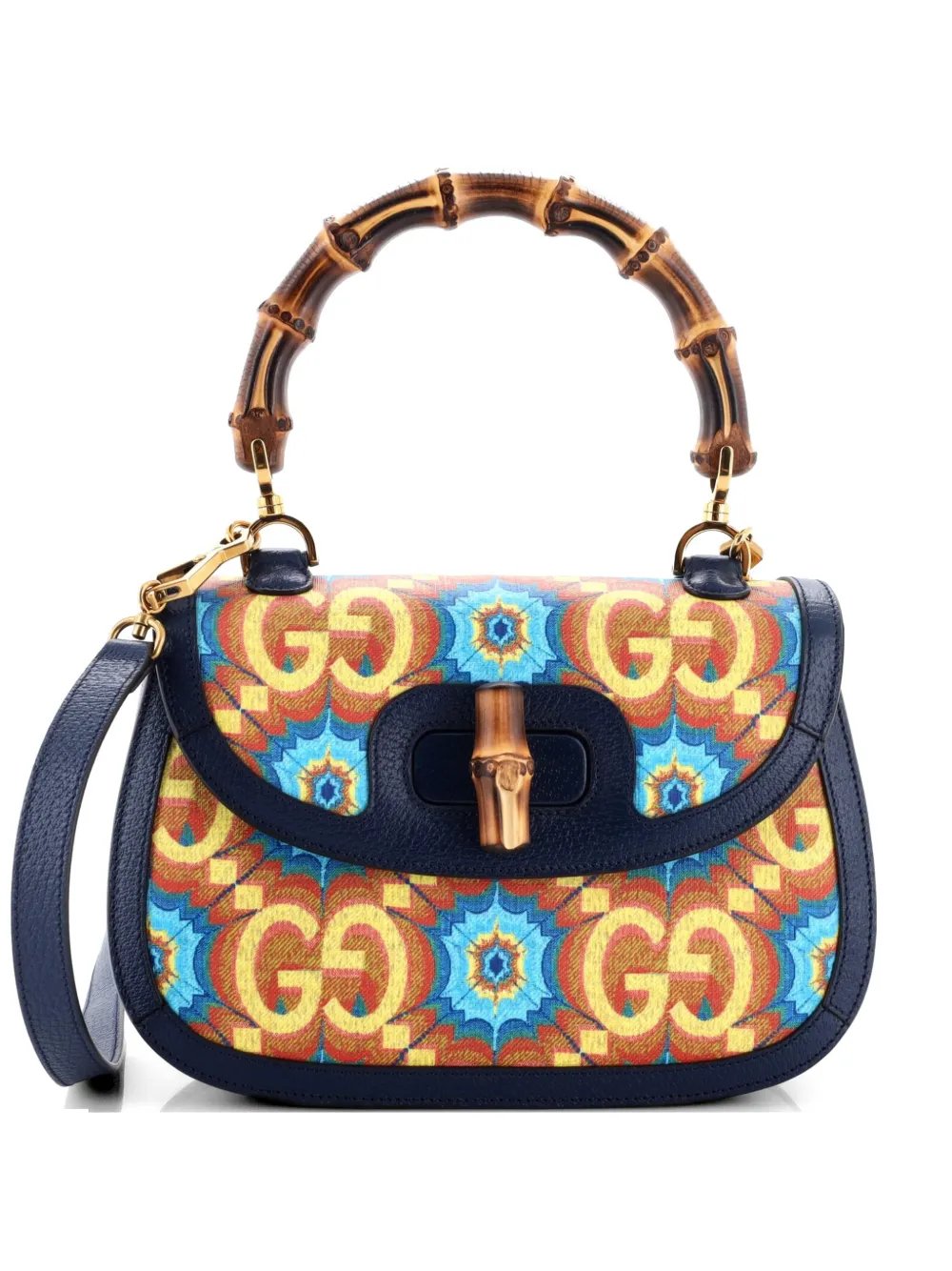 Bamboo 1947 Top Handle Bag Kaleidoscope Print GG Coated Canvas Medium crossbody bag