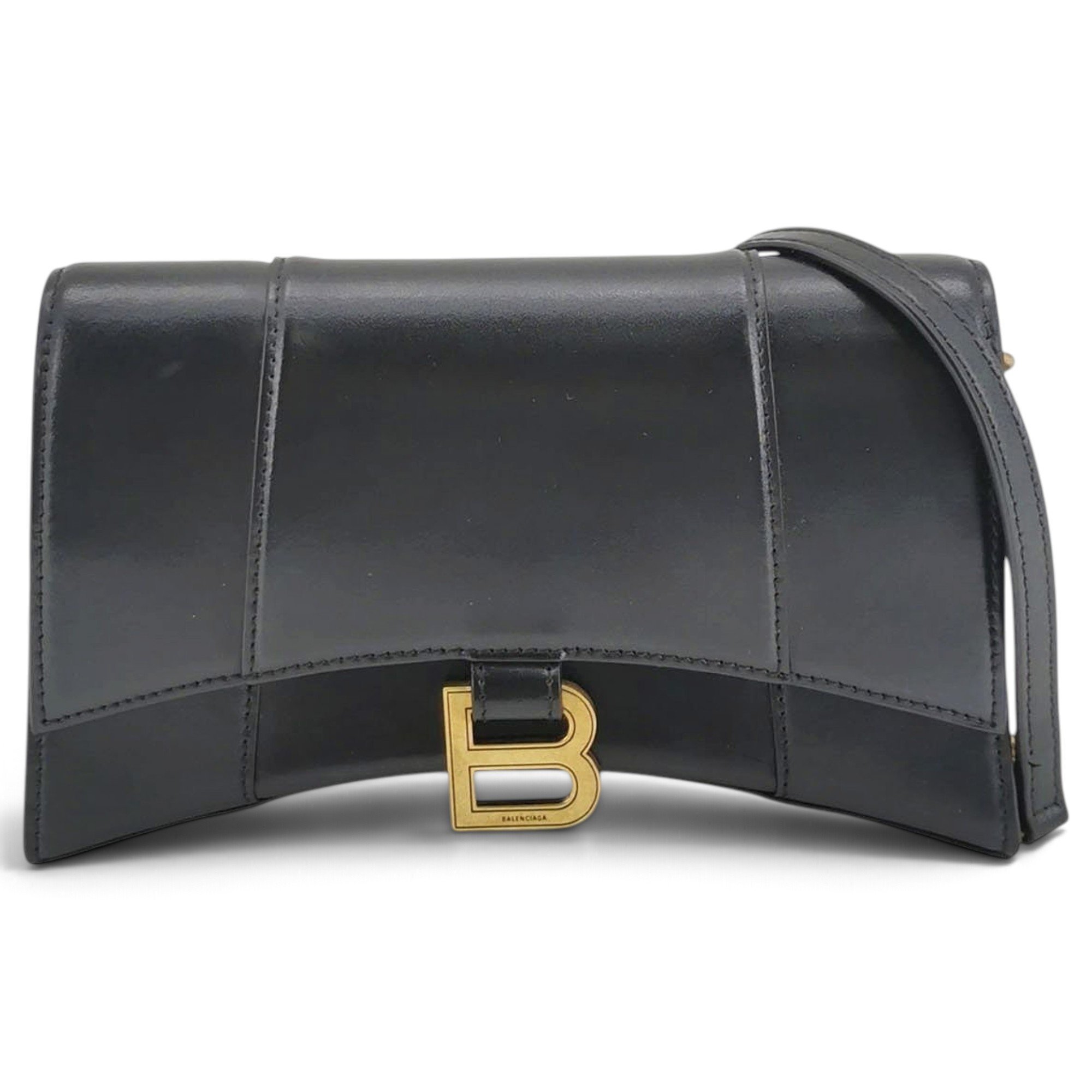 Hourglass leather handbag