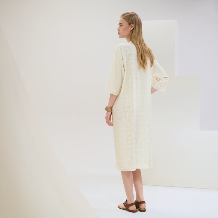 Blanc Cassé "Crepe Envers Satin" Twillaine Caftan Dress