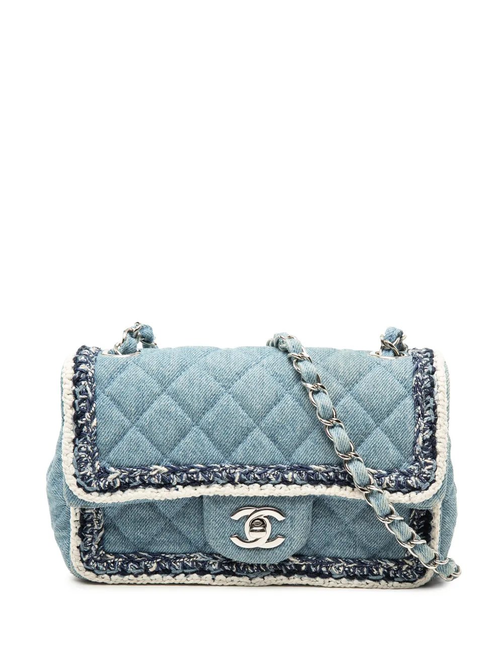 2018-2019 Mini Rectangular Classic Denim Braided Single Flap crossbody bag