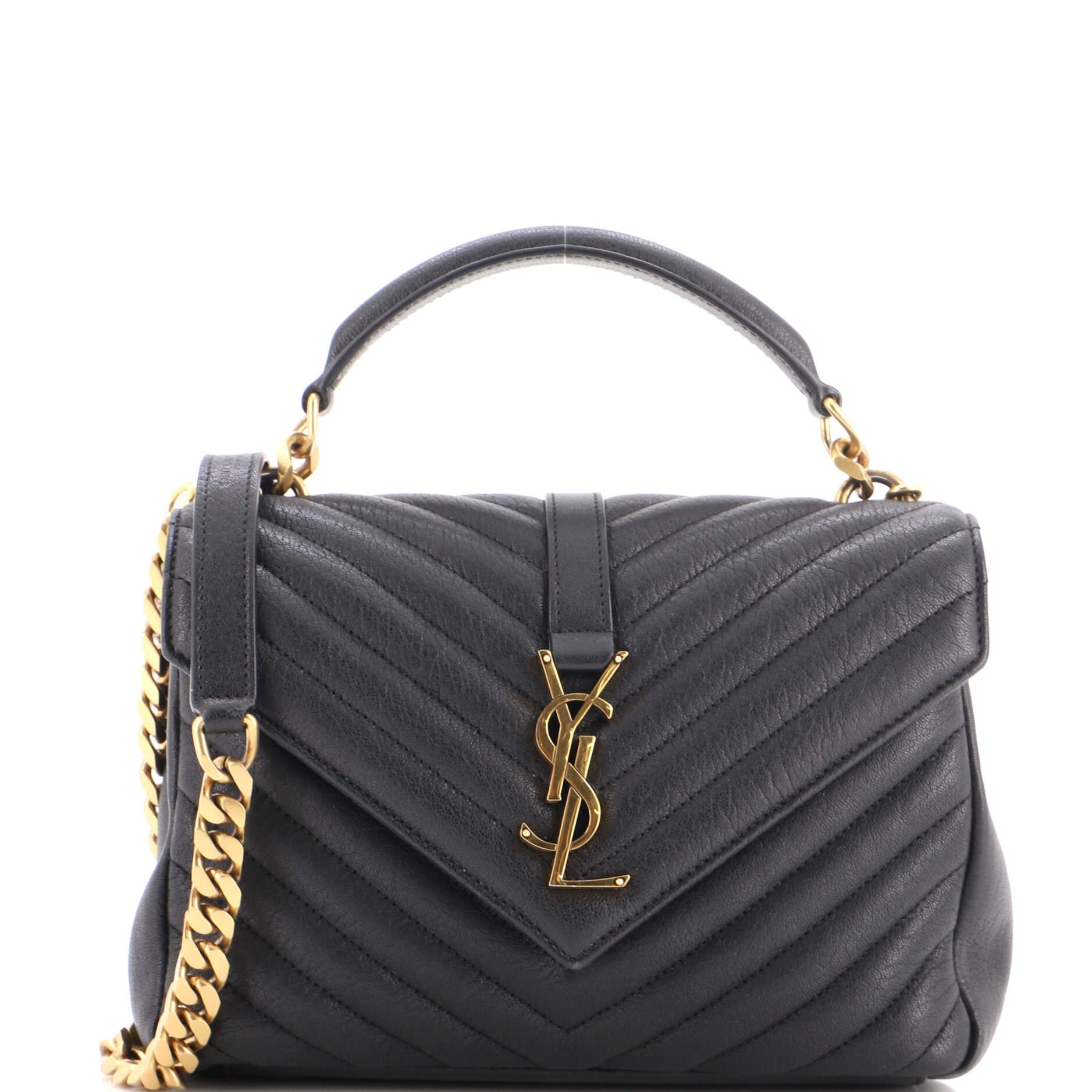 Classic Monogram College Bag Matelasse Chevron Leather Medium