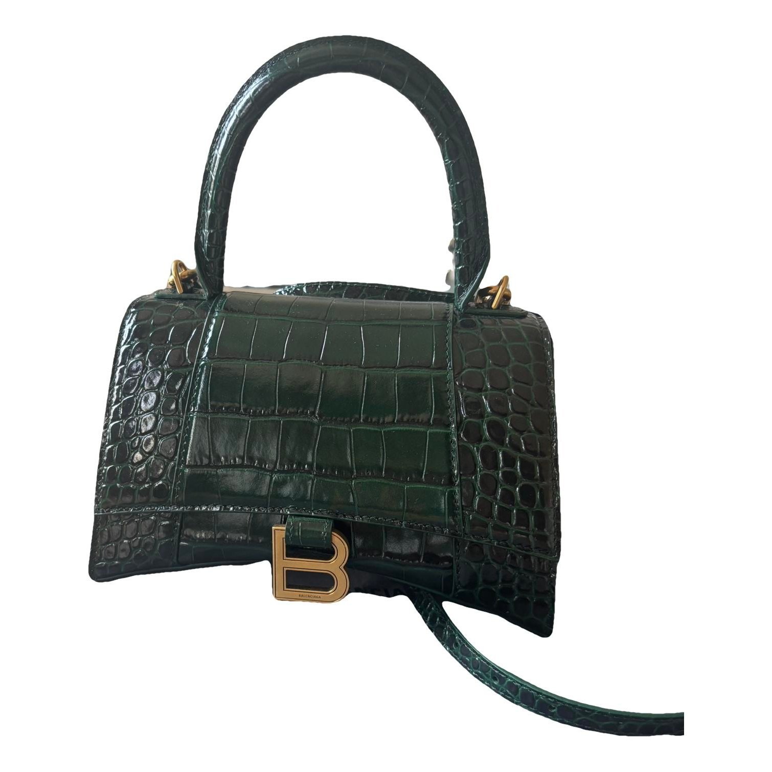 Hourglass leather handbag
