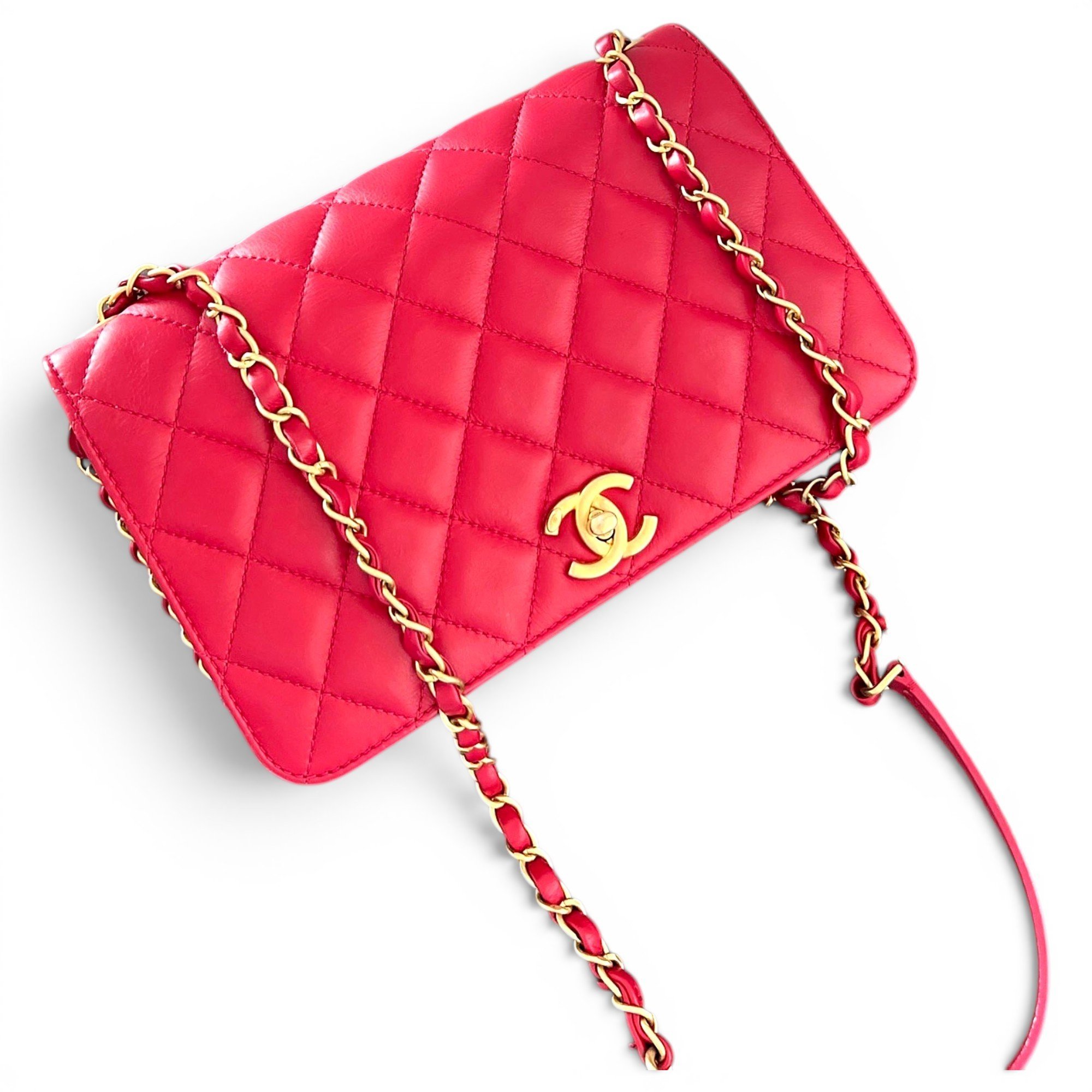 Trendy CC Wallet on Chain leather handbag