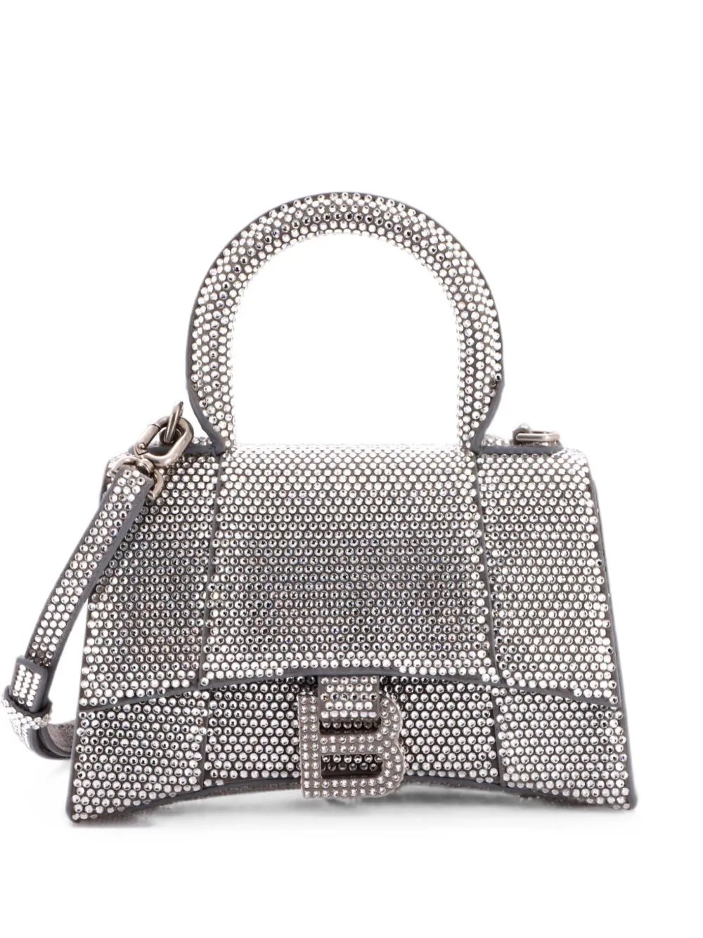 Hourglass Top Handle Bag Suede with Crystals XS crossbody bag