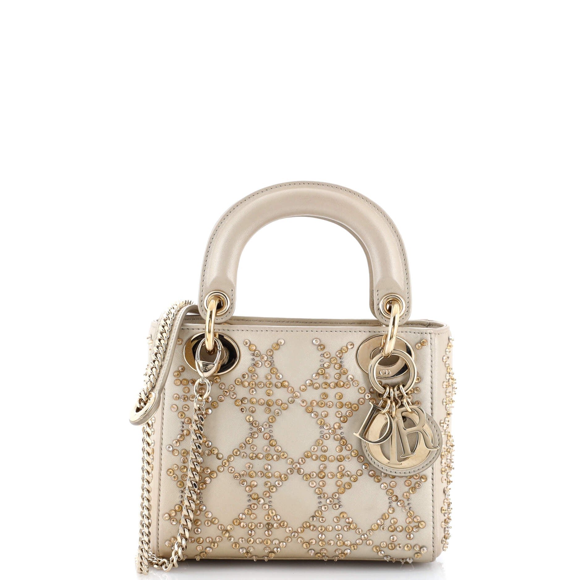 Dior Lady Dior Chain Bag Crystal Embellished Cannage Quilt Leather Mini